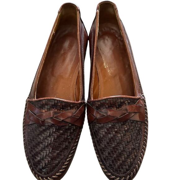 Vero Cuoio Men's Brown Woven Leather Loafers Slip-On Dress Shoes Size 7 - Picture 10 of 11